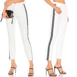 GRLFRND Karolina‎ striped white crop skinny jeans